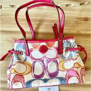 SOLD Coach MultiColor Pink Small  handbag  purse Code : A1359-F22915